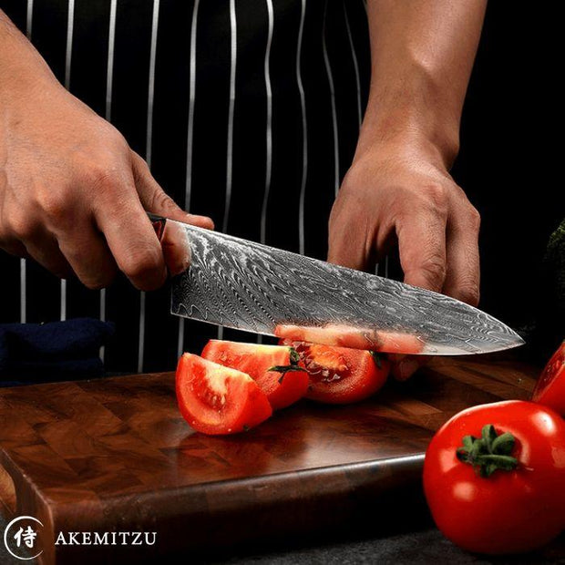 couteau de chef damas prestige planche akemitzu